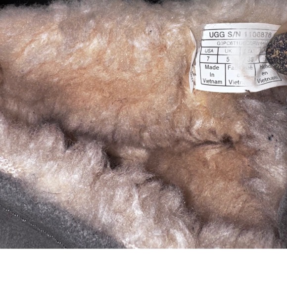 UGG Ansley Slipper Women Size 7 Grey Excellent Suede Wool Lined Moccasin 1106878 - Picture 5 of 9